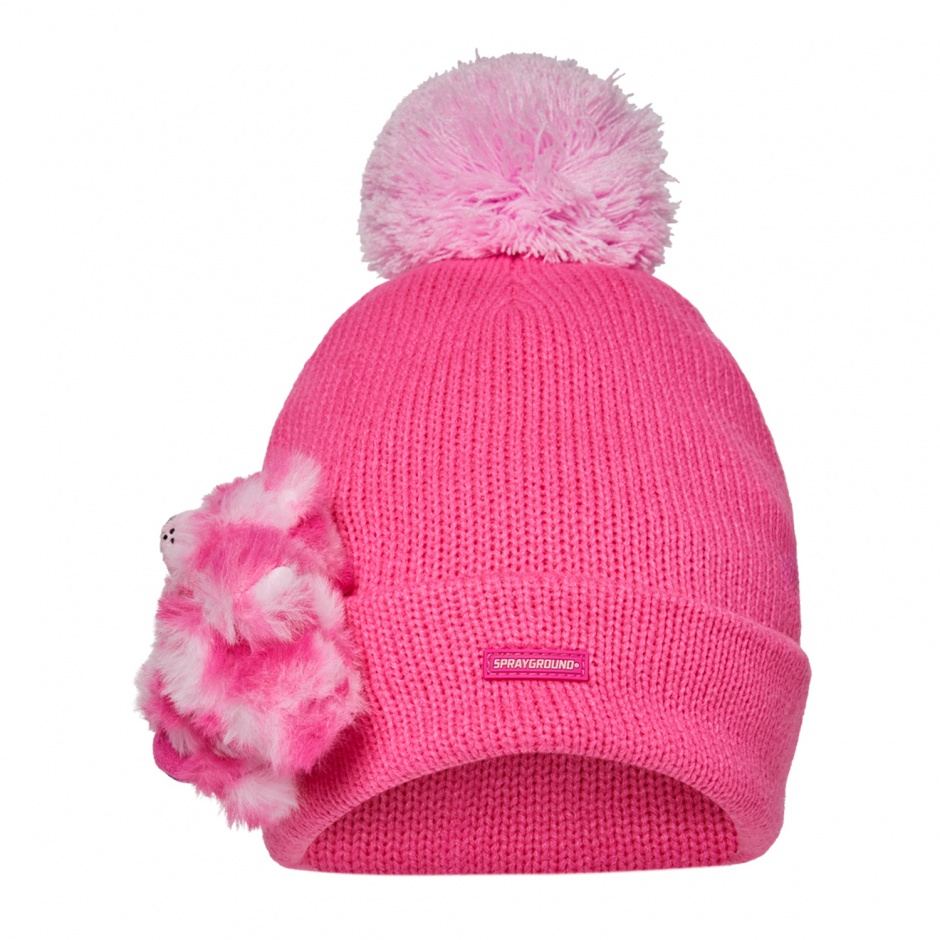 SPRAYGROUND Плетена шапка PINK BEAR PUFF BEANIE - изглед 1