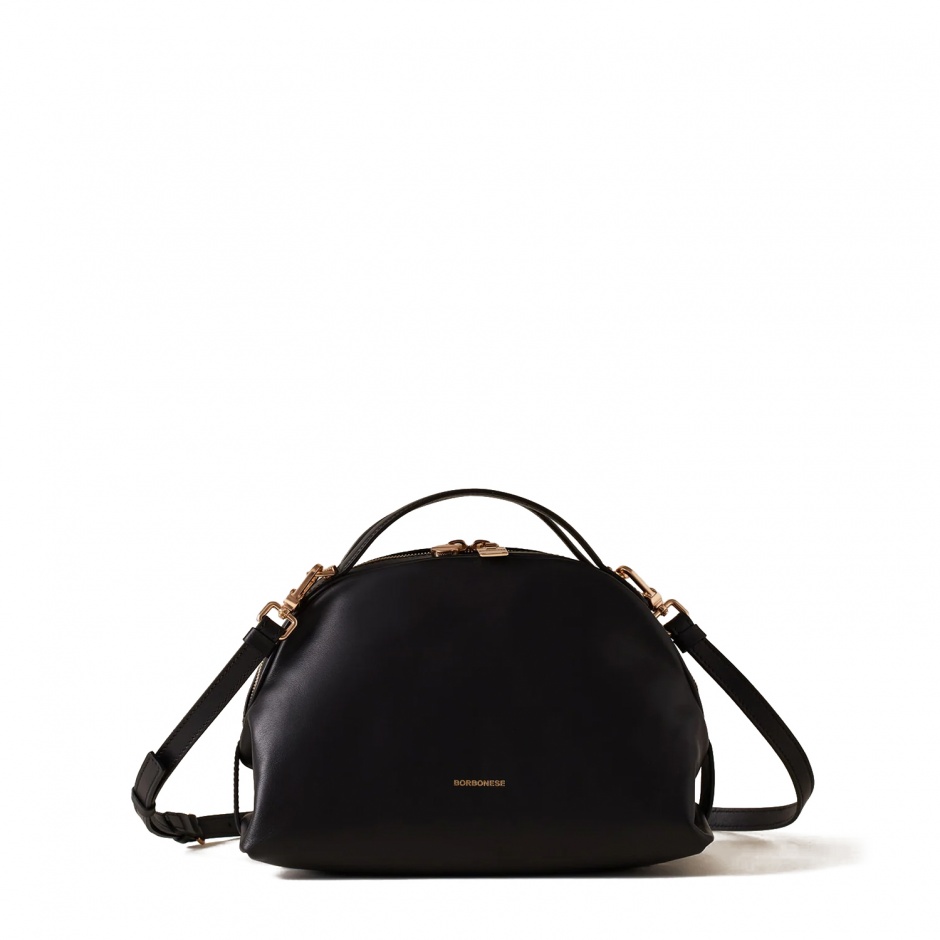 BORBONESE Дамска черна чанта Bowler Bag - изглед 1