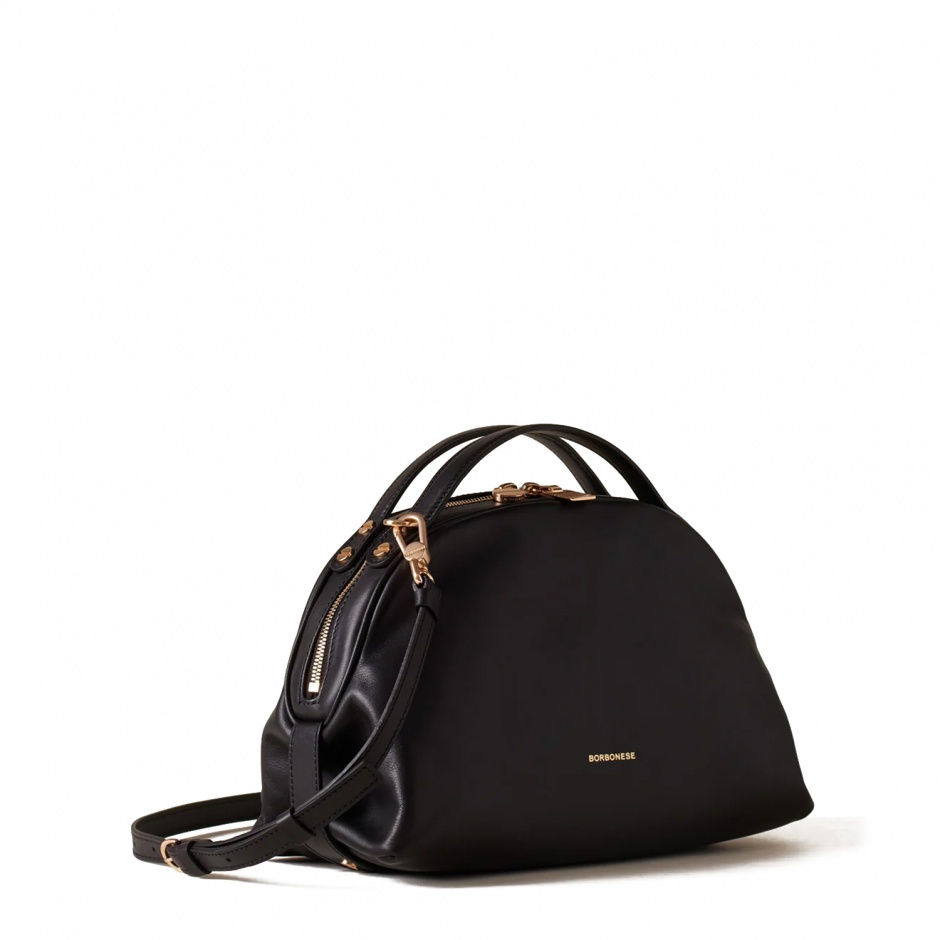 BORBONESE Дамска черна чанта Bowler Bag - изглед 2