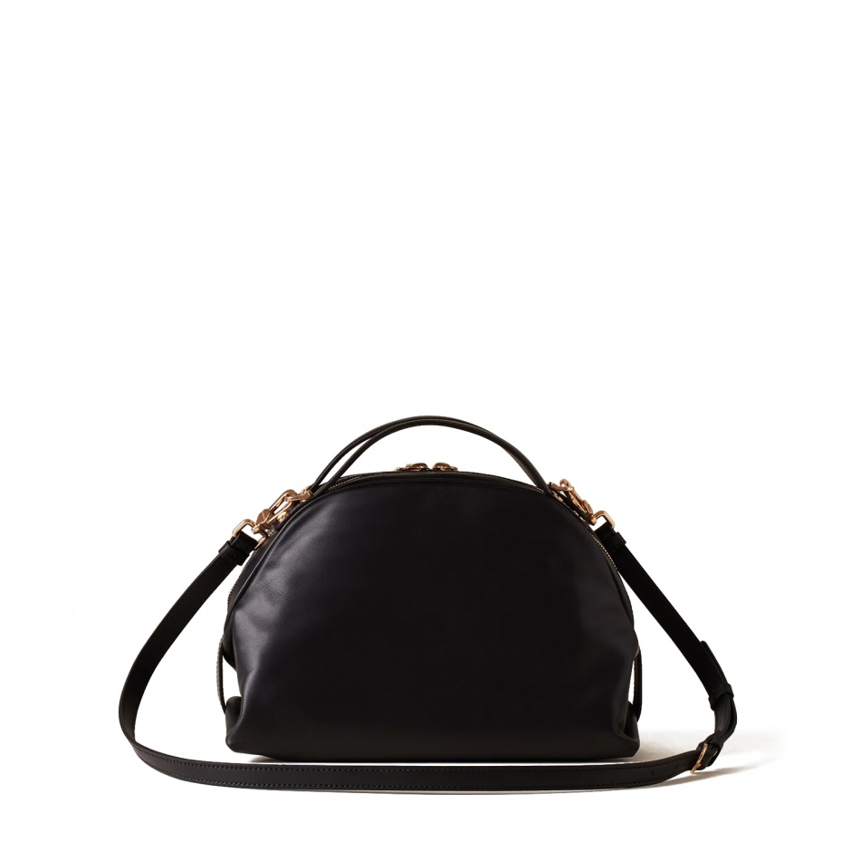 BORBONESE Дамска черна чанта Bowler Bag - изглед 3