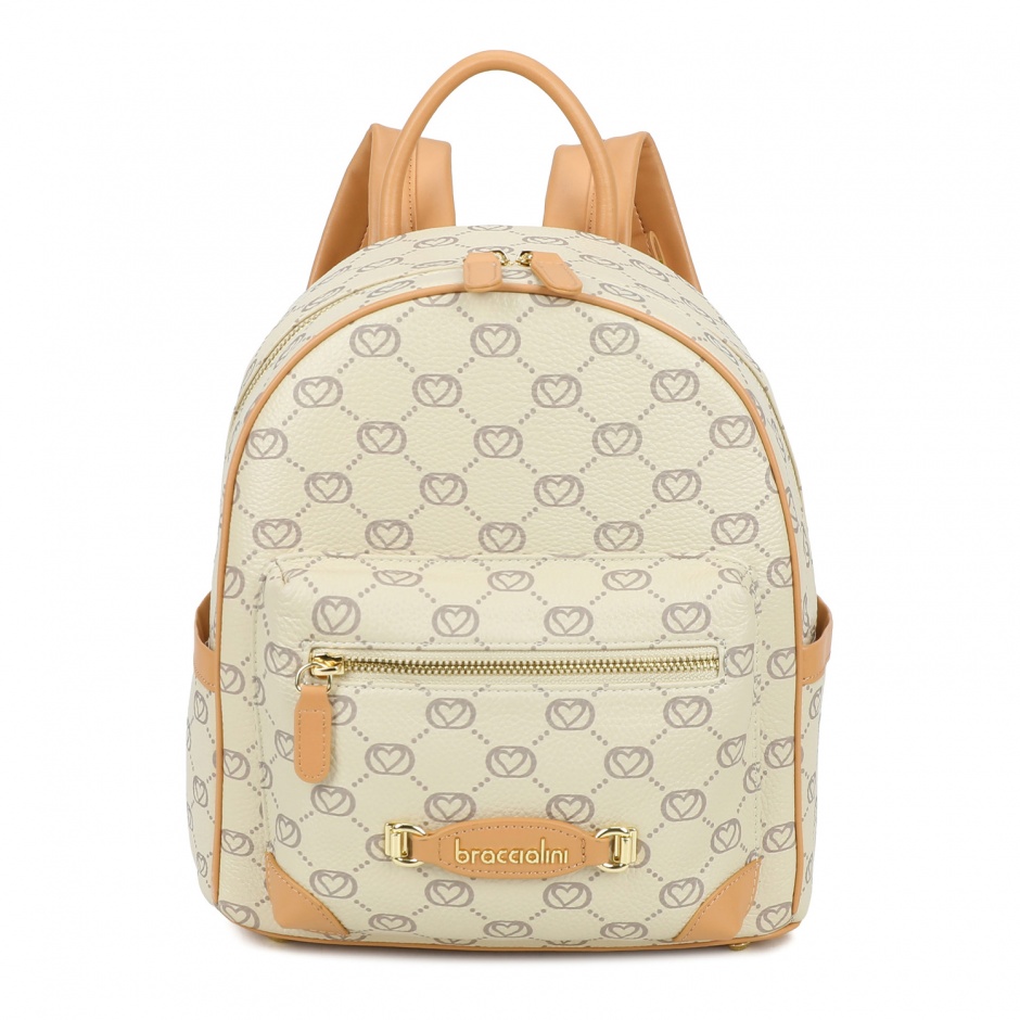 BRACCIALINI Дамска бежова раница Monogram - изглед 1