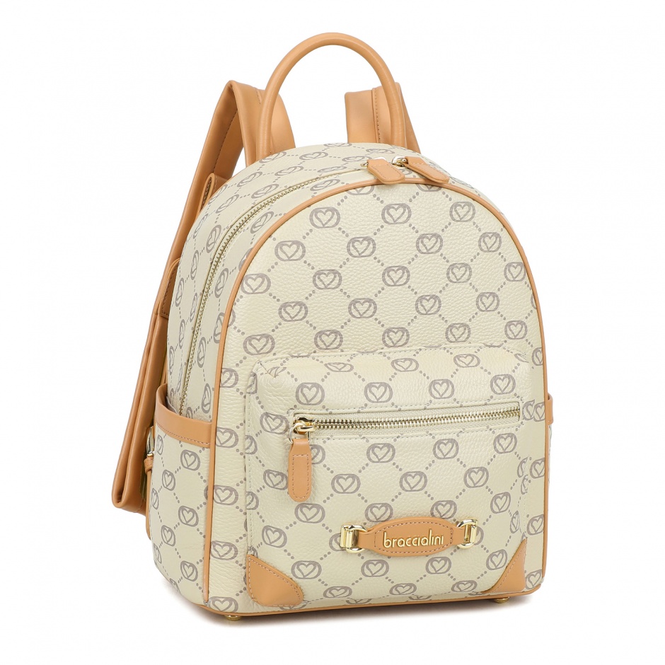 BRACCIALINI Дамска бежова раница Monogram - изглед 2
