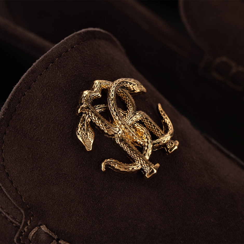 ROBERTO CAVALLI Мъжки кафяви мокасини велур - изглед 4