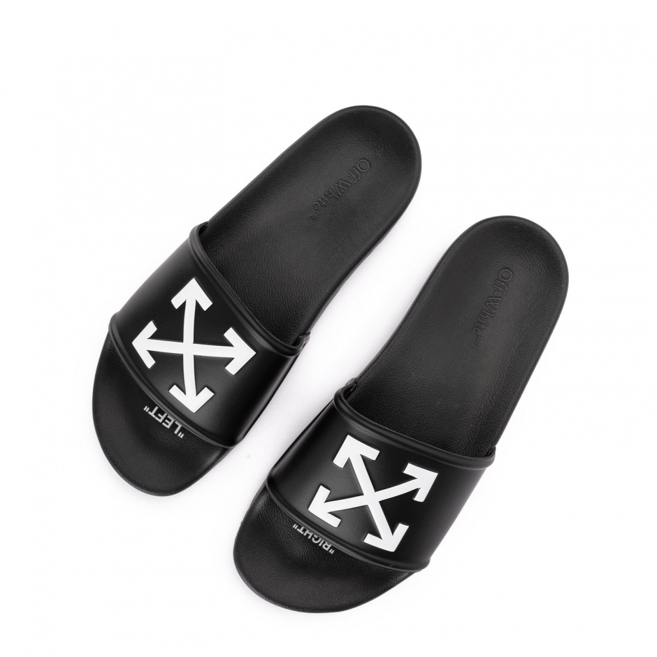 OFF-WHITE Мъжки черни чехли - изглед 2