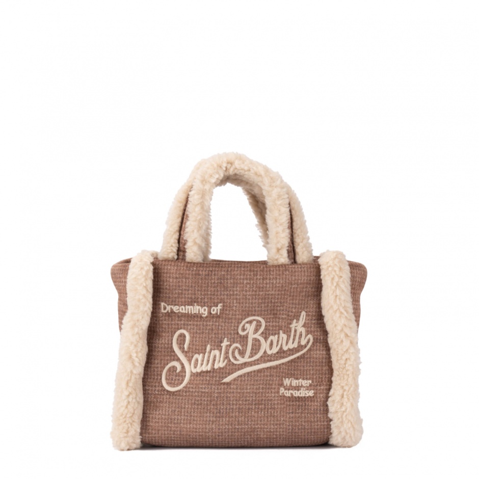 SAINT BARTH Дамска кафява чанта Vanity mini shearling - изглед 1 - Pepina SAINT BARTH Дамска кафява чанта Vanity mini shearling - изглед 1