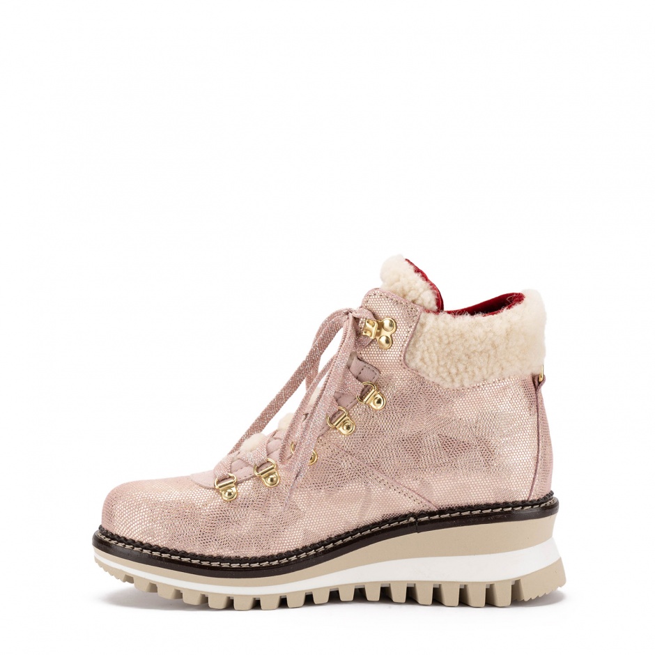 NEW ITALIA SHOES Дамски розови боти с вълна Susanne - изглед 4