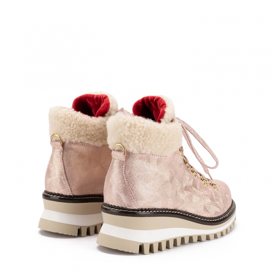 NEW ITALIA SHOES Дамски розови боти с вълна Susanne - изглед 3