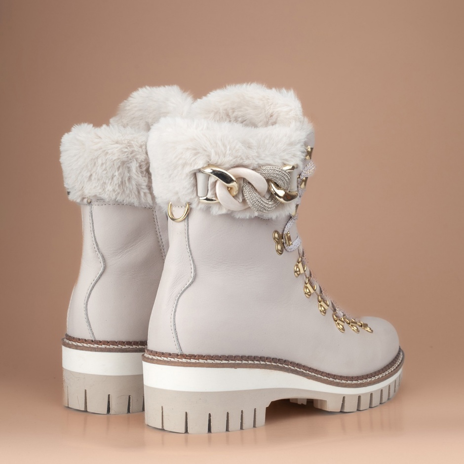 NEW ITALIA SHOES Дамски бели боти с вълна Аnna - изглед 3