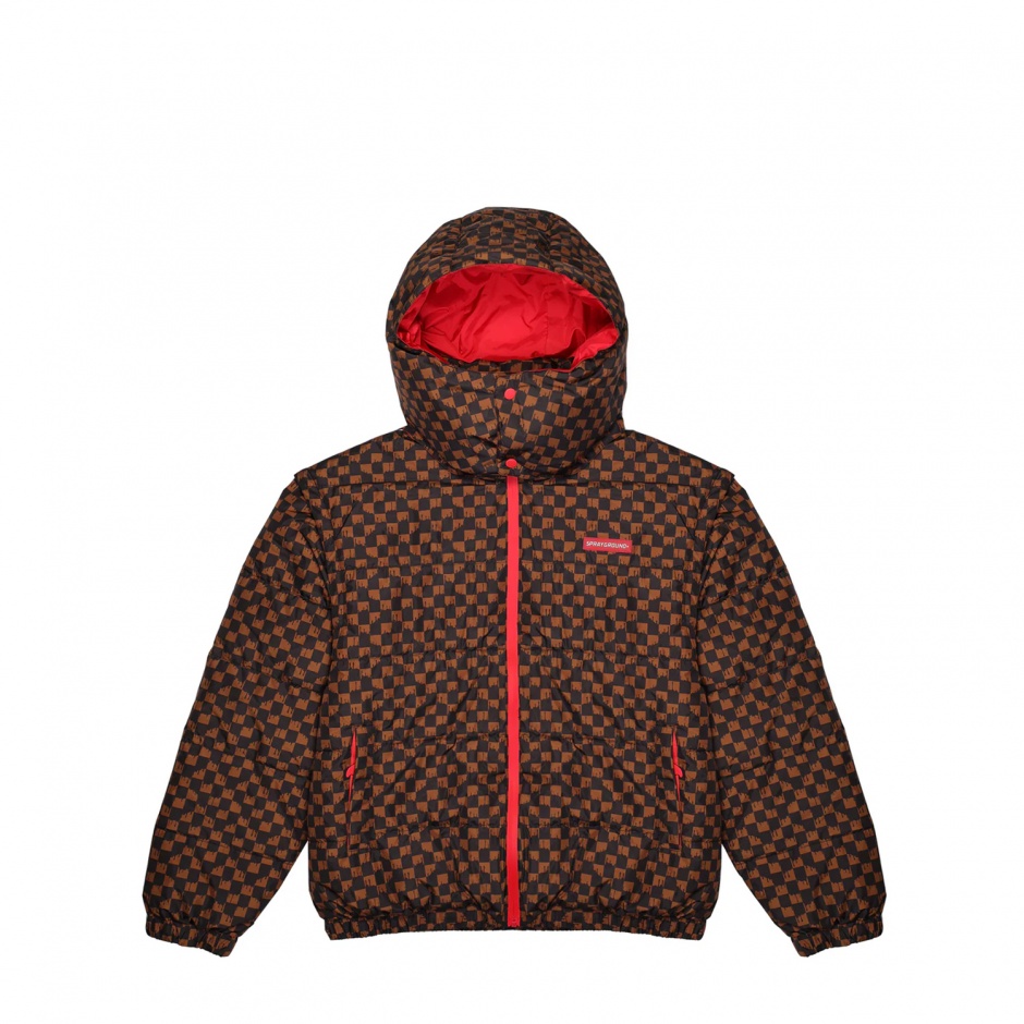 SPRAYGROUND Мъжко кафяво яке две в едно Drip Check - изглед 1 - Pepina SPRAYGROUND Мъжко кафяво яке две в едно Drip Check - изглед 1
