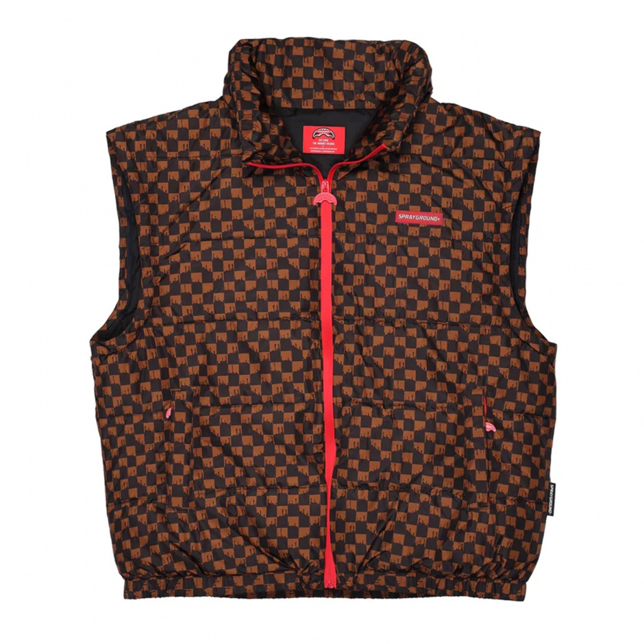 SPRAYGROUND Мъжко кафяво яке две в едно Drip Check - изглед 2 - Pepina SPRAYGROUND Мъжко кафяво яке две в едно Drip Check - изглед 2