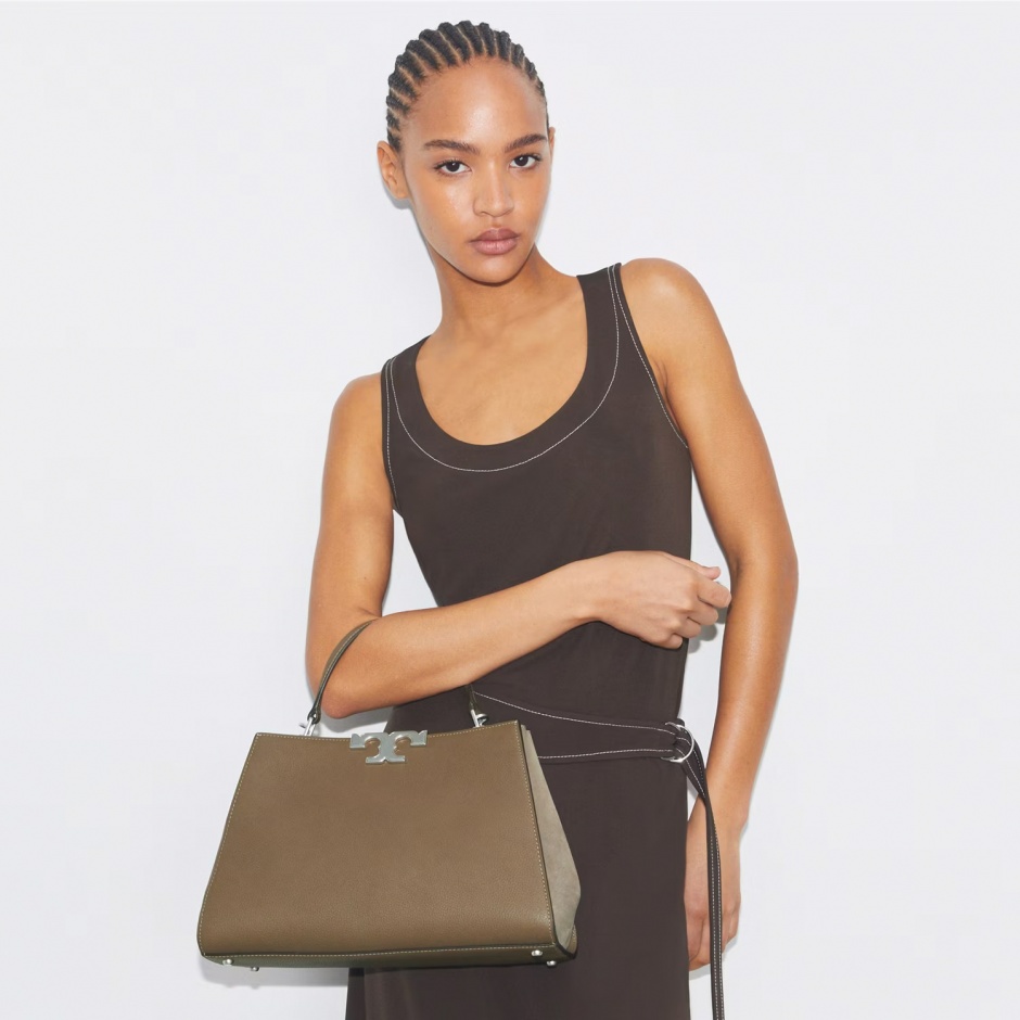 TORY BURCH Дамска бежова чанта Eleanor Pebbled - изглед 3