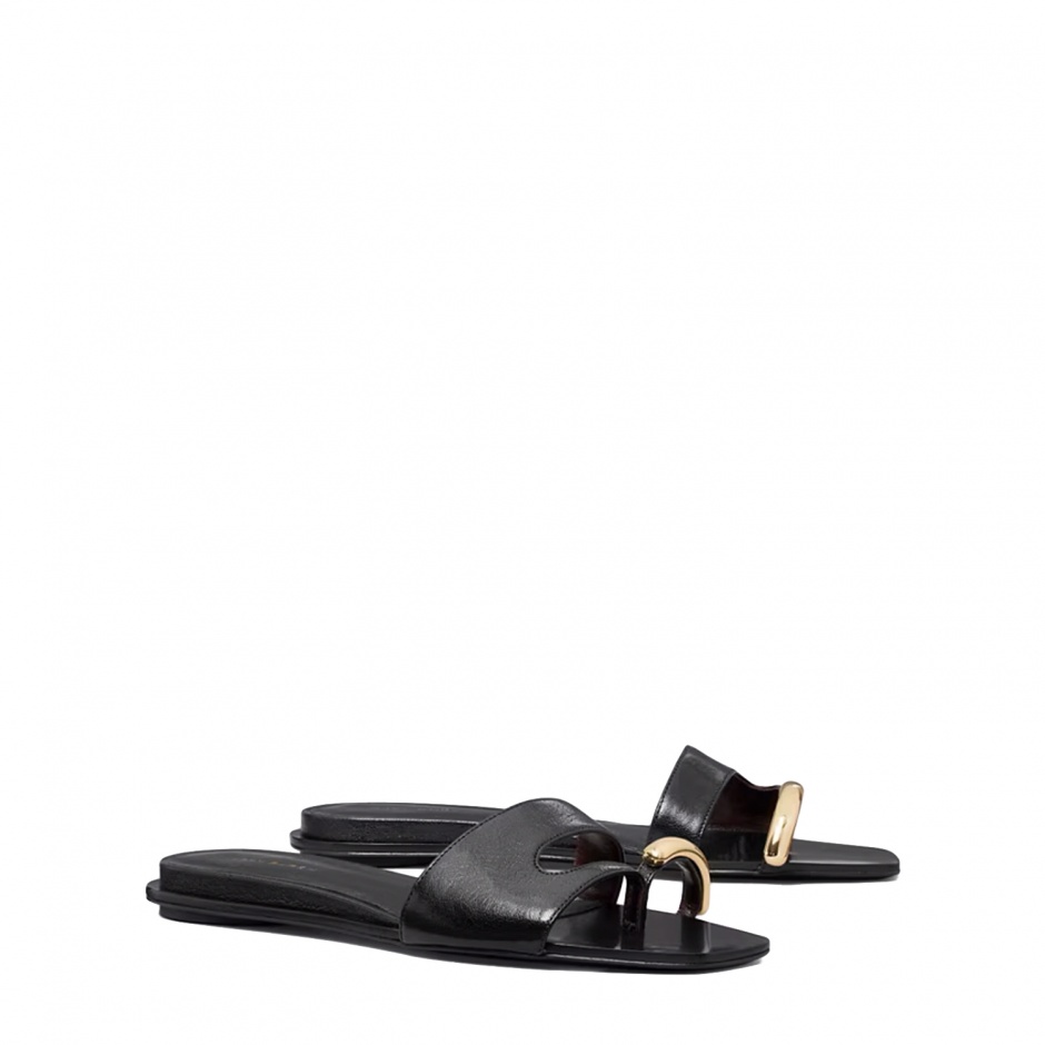 TORY BURCH Дамски кожени чехли PIERCED - изглед 2