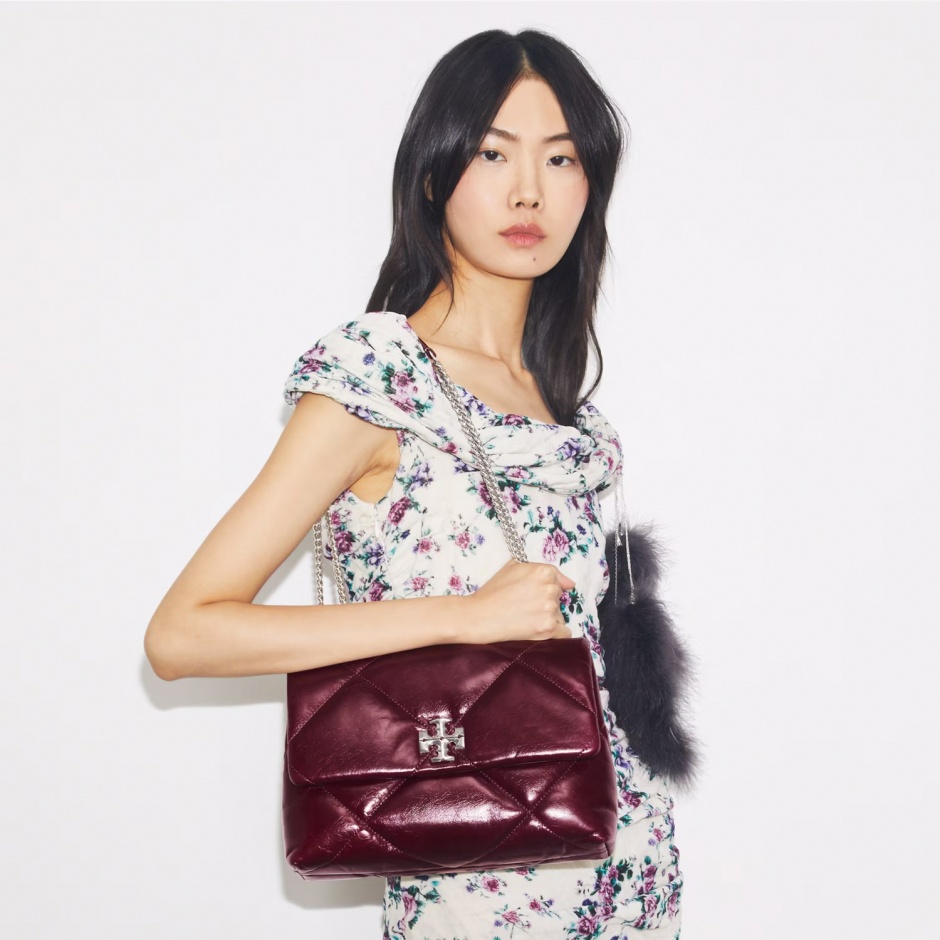 TORY BURCH Дамска чанта бордо Kira Diamond - изглед 3