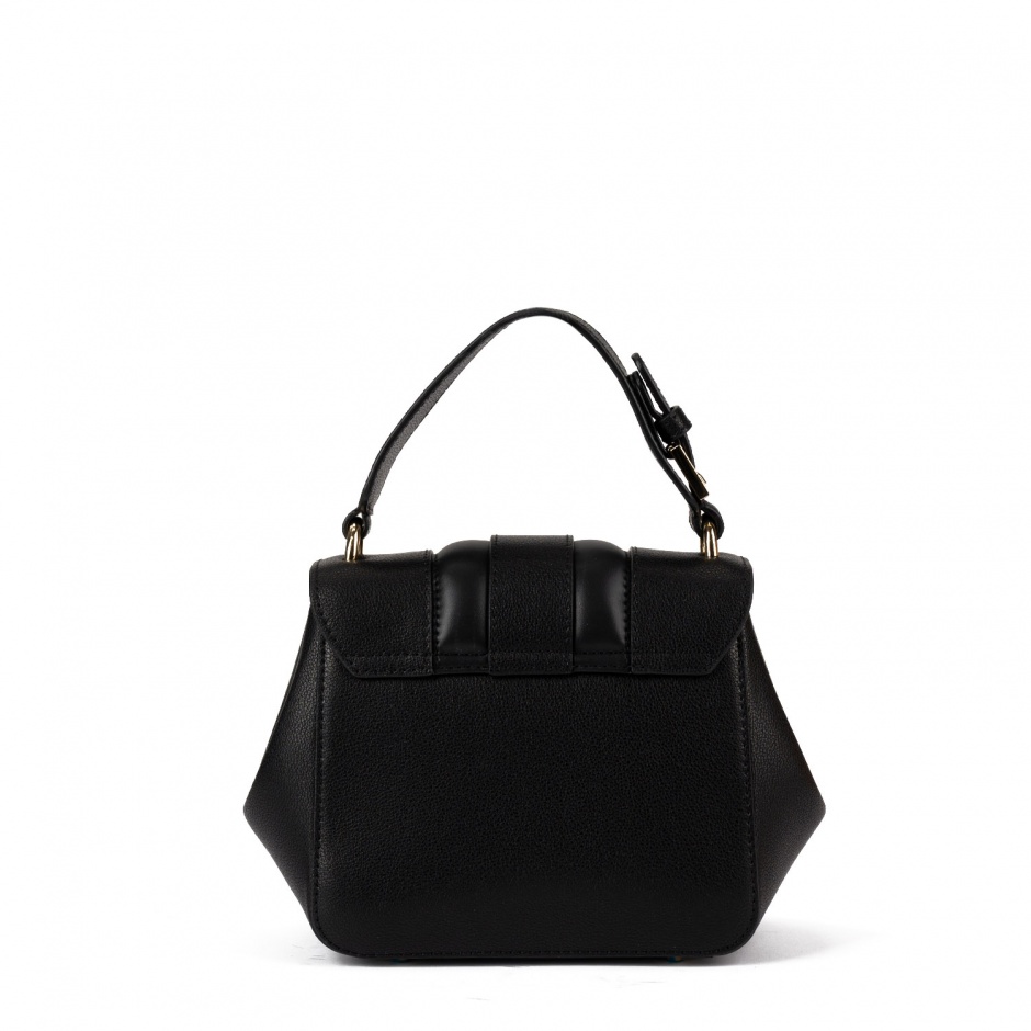 Cromia Дамска черна чанта с капак - изглед 3