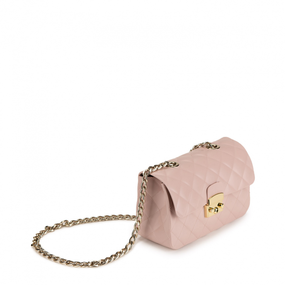 Menghi Дамска розова чанта с дръжка синджир - изглед 2