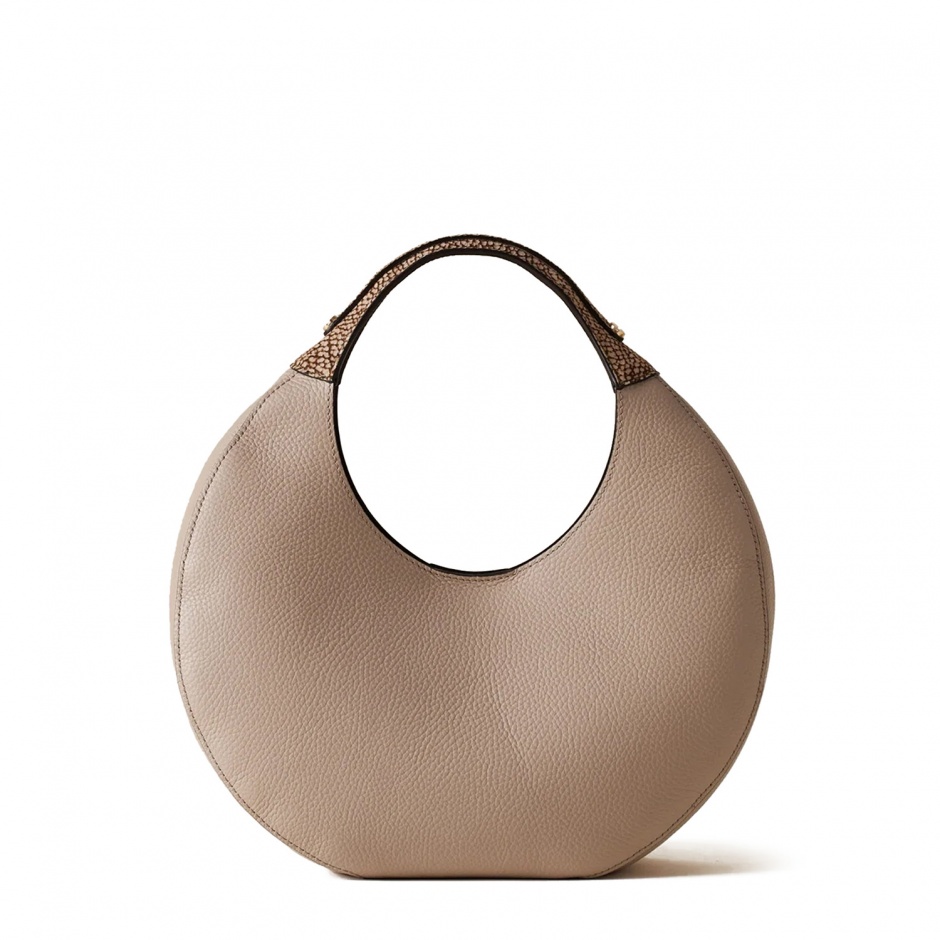 BORBONESE Дамска бежова чанта Full Moon Hobo Bag - изглед 1 - Pepina BORBONESE Дамска бежова чанта Full Moon Hobo Bag - изглед 1
