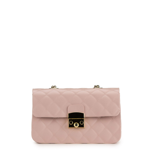 Дамска розова чанта с дръжка синджир